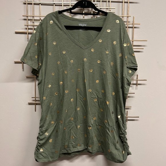 NWT Lane Bryant Ruched Side T Green with Seashells - 22/24 - Picture 1 of 7